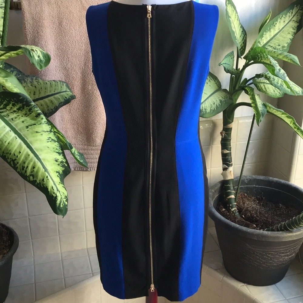 Cache Blue And Black Color Block Zip Back Dress - image 3